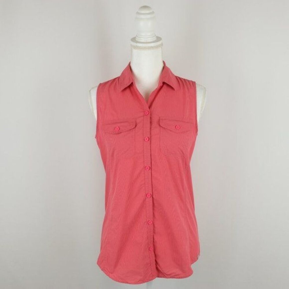 Eddie Bauer Women's Small Pink Plaid Quick Dry Button Up Collared Tank Top